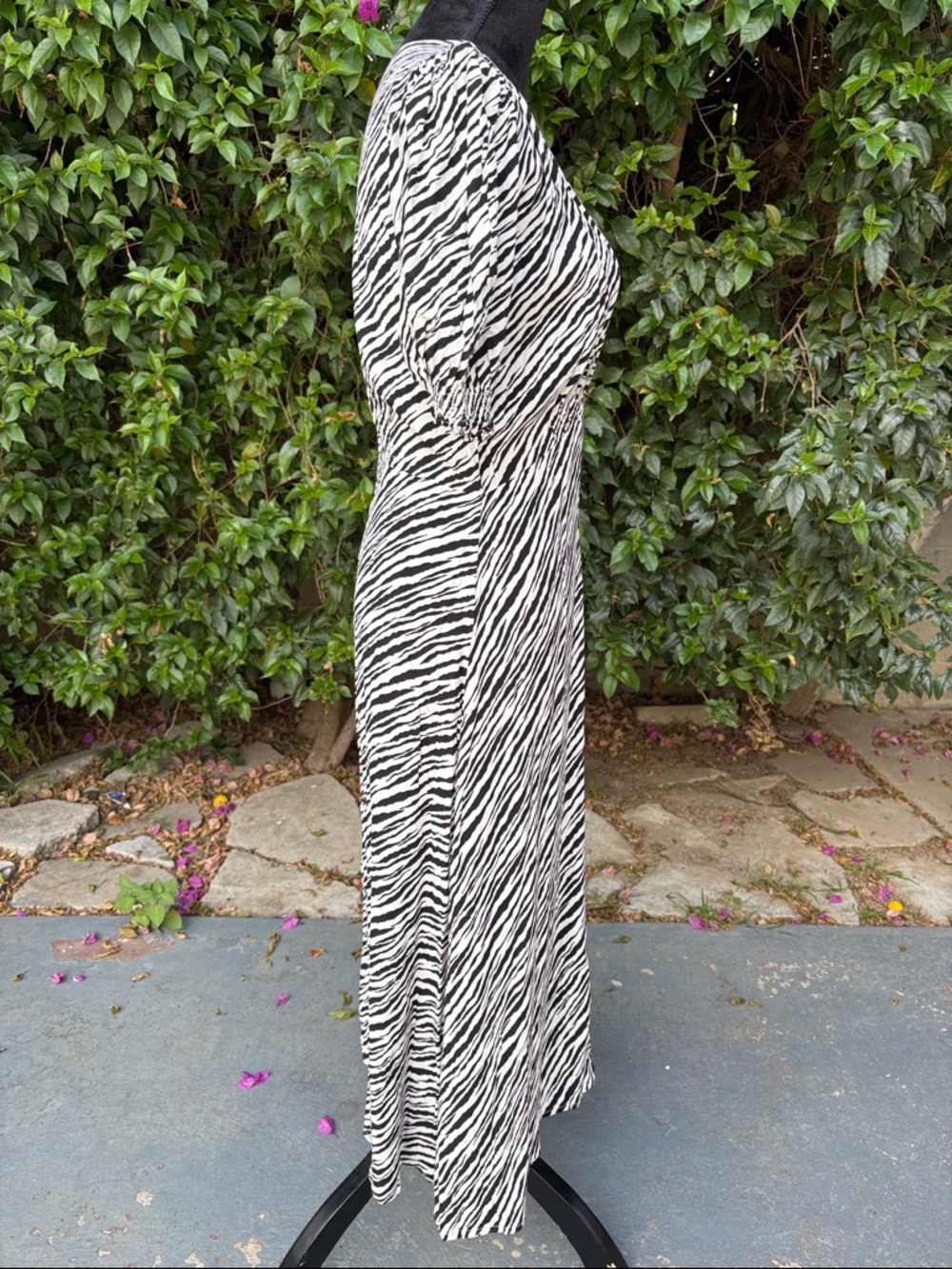 Faithfull The Brand Zebra Print Black & White Midi Dress Size 4 - Picture 6 of 12